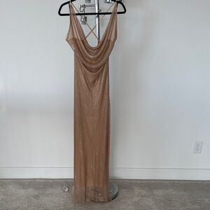 Forever 21  WGA Apparel, Women’s Fishnet Cowl Neck Maxi Dress, XL | TAUPE - NWT